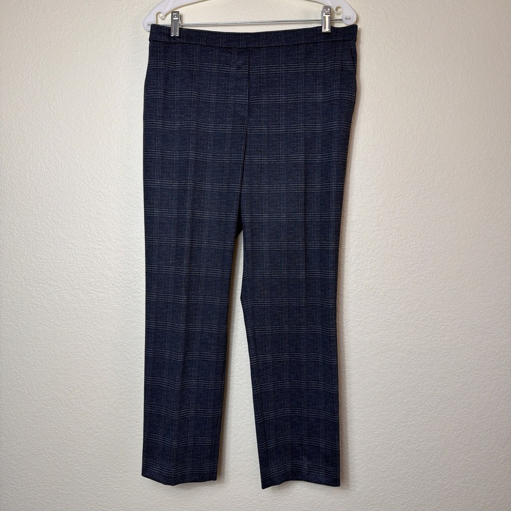Theory Treeca Pull On Pants 12 Womens Cross Hatchβ Plaid Trousers Crop Stretch